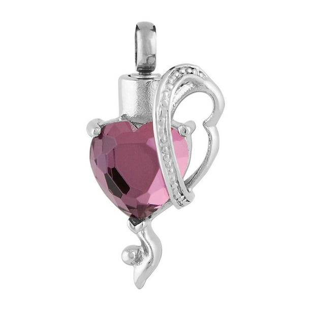 Perfect Memorials Purple Grasping Heart Stainless Steel Cremation Jewelry Perfect Memorials Purple Grasping Heart Stainless Steel Cremation Jewelry